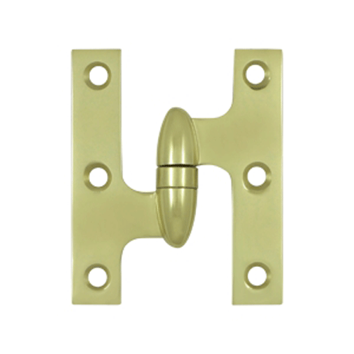 3 Inch x 2 1/2 Inch Solid Brass Olive Knuckle Hinge (Unlacquered Brass Finish)