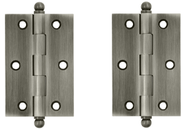 3 Inch x 2 Inch Solid Brass Cabinet Hinges (Antique Nickel Finish)