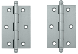 3 Inch x 2 Inch Solid Brass Cabinet Hinges (Brushed Chrome Finish)