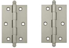 3 Inch x 2 Inch Solid Brass Cabinet Hinges (Brushed Nickel Finish)