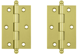 3 Inch x 2 Inch Solid Brass Cabinet Hinges (Polished Brass Finish)
