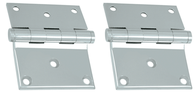 3 x 3 1/2 Inch Solid Brass Half Surface Hinge (Chrome Finish)