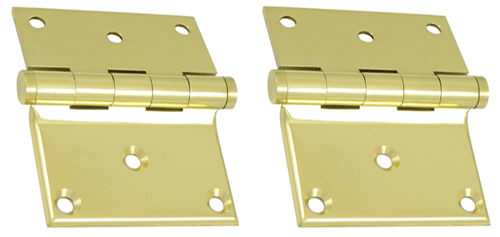 3 x 3 1/2 Inch Solid Brass Half Surface Hinge (Polished Brass Finish)