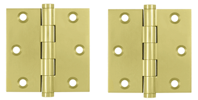 3 X 3 Inch Solid Brass Hinge Interchangeable Finials (Square Corner, Polished Brass Finish)