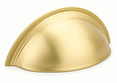 4 1/2 Inch (3 Inch c-c) Atherton Plain Surface Cup Pull (Satin Brass Finish)