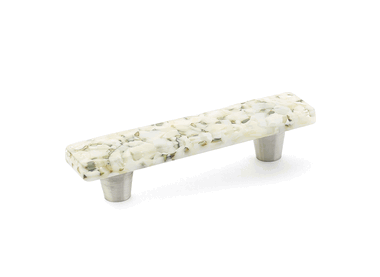 4 1/2 Inch (3 Inch c-c) Ice White Lace Pebbles Pull (Stainless Steel Finish)