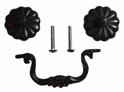 4 1/2 Inch Beaded Victorian Bail Pull with Petal Mount (Oil Rubbed Bronze)
