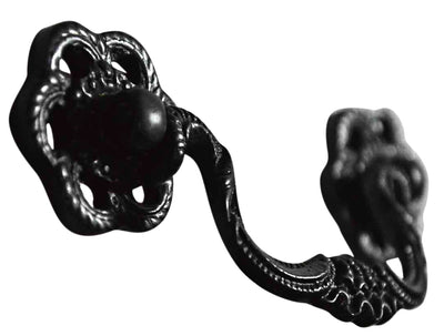 4 1/2 Inch Beaded Victorian Bail Pull with Roped Floral Mount (Oil Rubbed Bronze)