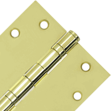 4 1/2 Inch x 4 1/2 Inch Double Ball Bearing Steel Hinge (Square Corner, Polished Brass Finish)