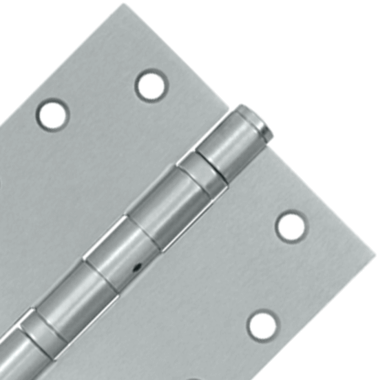 4 1/2 Inch x 4 1/2 Inch Non-Removable Pin Steel Hinge (Square Corner, Brushed Chrome Finish) DELTANA
