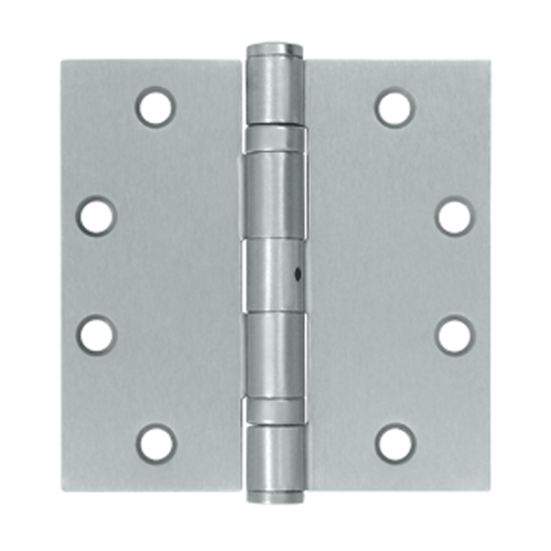 4 1/2 Inch x 4 1/2 Inch Non-Removable Pin Steel Hinge (Square Corner, Brushed Chrome Finish)
