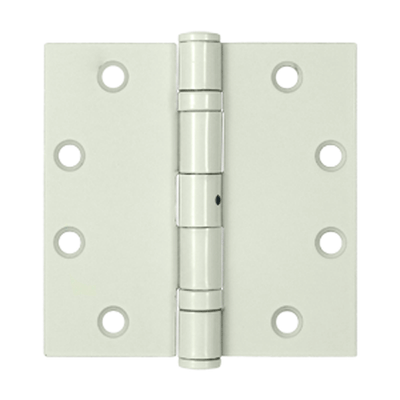4 1/2 Inch x 4 1/2 Inch Non-Removable Pin Steel Hinge (Square Corner, White Finish)