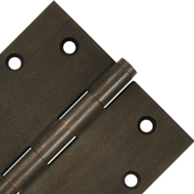 4 1/2 Inch X 4 1/2 Inch Solid Brass Hinge Interchangeable Finials (Square Corner, Bronze Rust Finish)