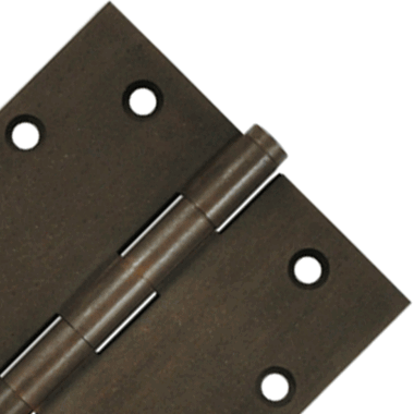 4 1/2 Inch X 4 1/2 Inch Solid Brass Hinge Interchangeable Finials (Square Corner, Bronze Rust Finish)