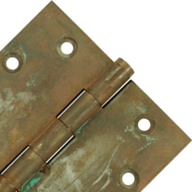 4 1/2 Inch X 4 1/2 Inch Solid Brass Hinge Interchangeable Finials (Square Corner, Rust Finish)