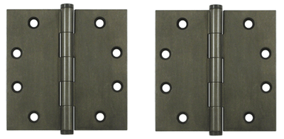4 1/2 Inch X 4 1/2 Inch Solid Brass Hinge Interchangeable Finials (Square Corner, White Bronze Dark Finish)
