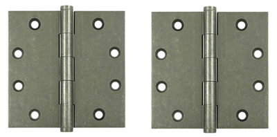 4 1/2 Inch X 4 1/2 Inch Solid Brass Hinge Interchangeable Finials (Square Corner, White Bronze Medium Finish)