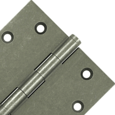 4 1/2 Inch X 4 1/2 Inch Solid Brass Hinge Interchangeable Finials (Square Corner, White Bronze Medium Finish) DELTANA