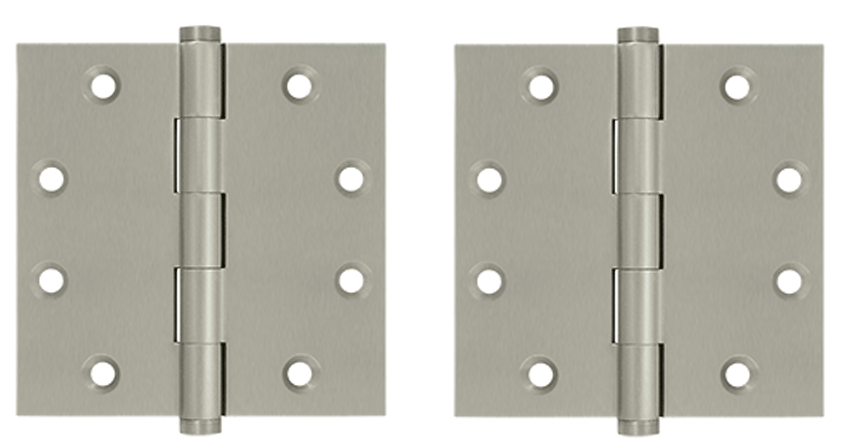4 1/2 Inch X 4 1/2 Inch Solid Brass Square Hinge Interchangeable Finials (Brushed Nickel Finish)