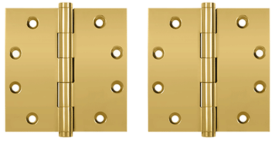 4 1/2 Inch X 4 1/2 Inch Solid Brass Square Hinge Interchangeable Finials (PVD Polished Brass Finish)
