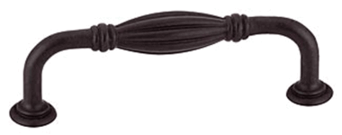 4 1/4 Inch (3 1/2 Inch c-c) Tuscany Bronze Fluted Fixed Pull (Matte Black Finish)