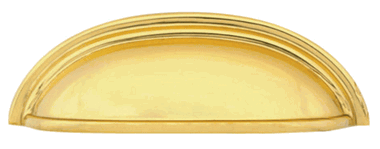 4 1/4 Inch (3 Inch c-c) Solid Brass Cup Pull (Polished Brass Finish)