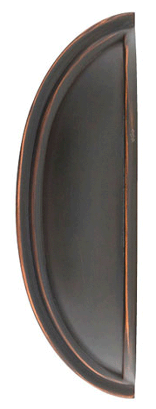 4 1/4 Inch (3 Inch c-c) Solid Brass Cup Pull (Oil Rubbed Bronze Finish)