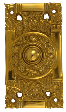 4 1/4 Inch Art Nouveau Solid Brass Doorbell (Polished Brass Finish)