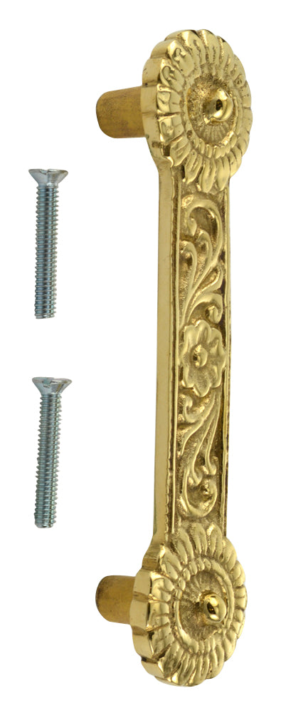 4 1/4 Inch Overall (3 3/8 Inch c-c) Solid Brass Unique Circle Pull Handle (Polished Brass Finish)