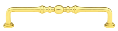 4 1/8 Inch (3 1/2 Inch c-c) Solid Brass Spindle Pull (Polished Brass Finish)