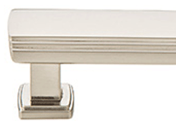 4 3/8 Inch (3 1/2 Inch c-c) Solid Brass Art Deco Pull (Brushed Nickel Finish)