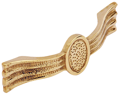 4 3/8 Inch Overall (3 1/4 Inch c-c) Solid Brass Hammered Drawer Pull (Lacquered Brass Finish)