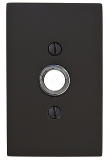 4 Inch Solid Brass Doorbell Button with Modern Rectangular Rosette