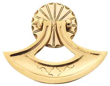 4 Inch Solid Brass Curved Drop Pull (Polished Brass Finish)