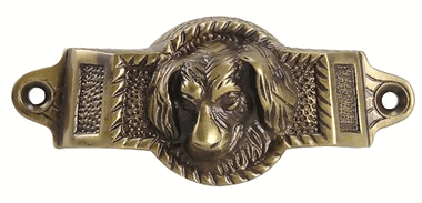 4 Inch Overall (3 1/2 Inch c-c) Solid Brass Golden Retriever Rectangular Cup Pull (Antique Brass Finish)