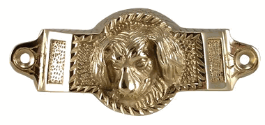 4 Inch Overall (3 1/2 Inch c-c) Solid Brass Golden Retriever Rectangular Cup Pull (Polished Brass Finish)