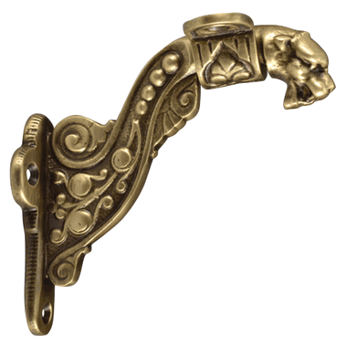 4 Inch Solid Brass Lost Cast Wax Lion Head Stair Rail Bracket (Antique Brass)