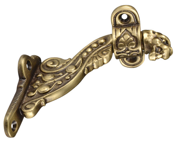 4 Inch Solid Brass Lost Cast Wax Lion Head Stair Rail Bracket (Antique Brass)