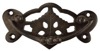 4 Inch Solid Brass Ornate Broken Leaf Bail Pull  (Oil Rubbed Bronze)