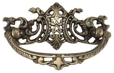 4 Inch Solid Brass Ornate Baroque / Rococo Bail Pull (Antique Brass Finish)