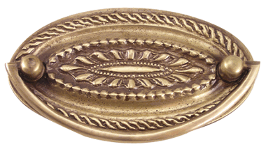 4 Inch Solid Brass Oval Drop Style Pull (Antique Brass Finish)