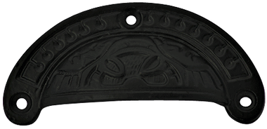 4 Inch Solid Iron Eastlake Style Cup Pull (Matte Black Finish)