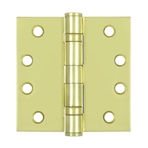 DELTANA 4 Inch x 4 Inch Ball Bearing Steel Hinge (Polished Brass Finish)