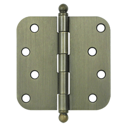 DELTANA 4 Inch x 4 Inch Ball Tip Steel Hinge (Antique Brass Finish)