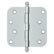 DELTANA 4 Inch x 4 Inch Ball Tip Steel Hinge (Chrome Finish)