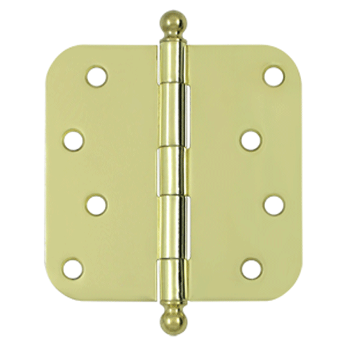 DELTANA 4 Inch x 4 Inch Ball Tip Steel Hinge (Polished Brass Finish)