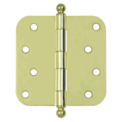 DELTANA 4 Inch x 4 Inch Ball Tip Steel Hinge (Polished Brass Finish)