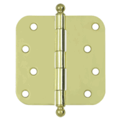4 Inch x 4 Inch Ball Tip Steel Hinge (Polished Brass Finish)
