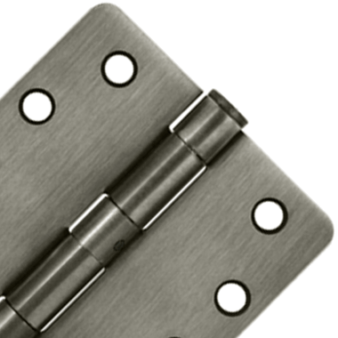 4 Inch x 4 Inch Non-Removable Pin Steel Hinge (1/4 Radius Corner, Antique Nickel Finish)