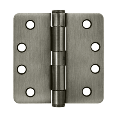 4 Inch x 4 Inch Non-Removable Pin Steel Hinge (1/4 Radius Corner, Antique Nickel Finish)
